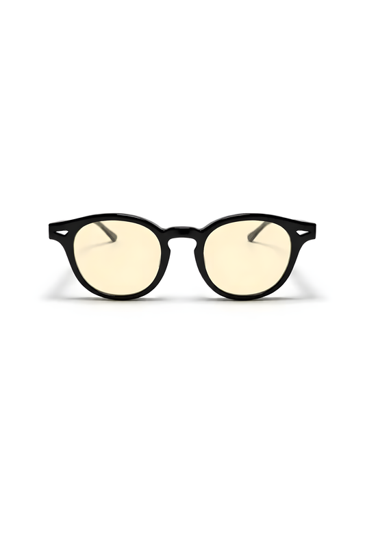 Lentes con filtro de luz azul Beau-1-LY de armazón redondo negro — Norte Eyewear