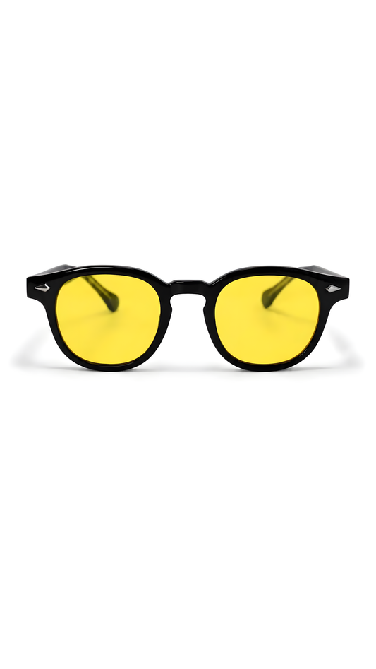 Lentes con filtro de luz azul Beau-1-Y de armazón redondo negro — Norte Eyewear