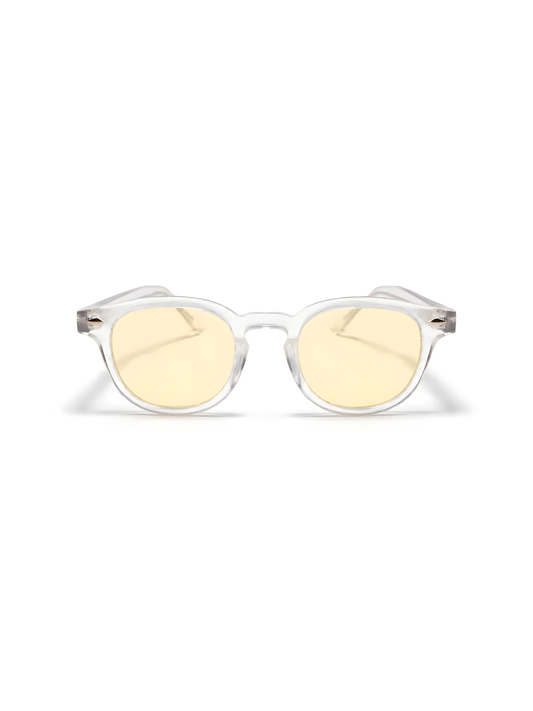Lentes con filtro de luz azul Beau-2-LY de armazón redondo transparente — Norte Eyewear