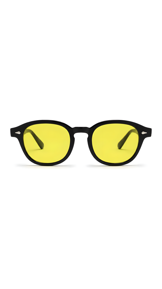 Lentes con filtro de luz azul Bell-1-Y de armazón redondo negro — Norte Eyewear