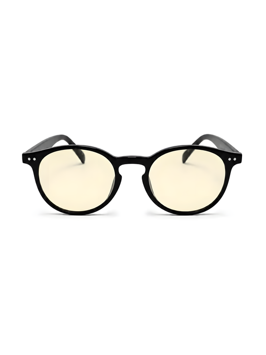 Lentes con filtro de luz azul Maim-LY de armazón redondo negro — Norte Eyewear