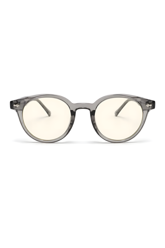 Lentes con filtro de luz azul Original-LY de armazón redondo gris — Norte Eyewear