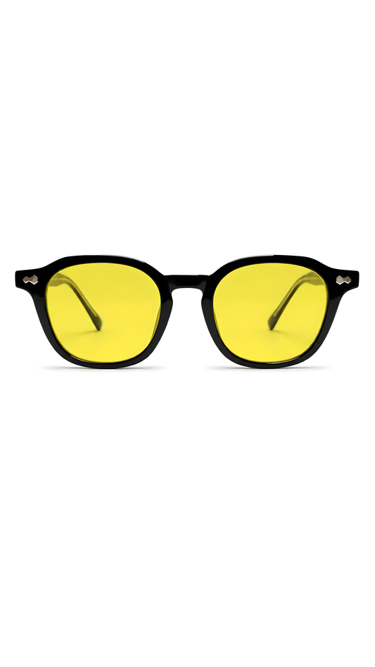 Lentes con filtro de luz azul True-1-Y de armazón redondo negro — Norte Eyewear