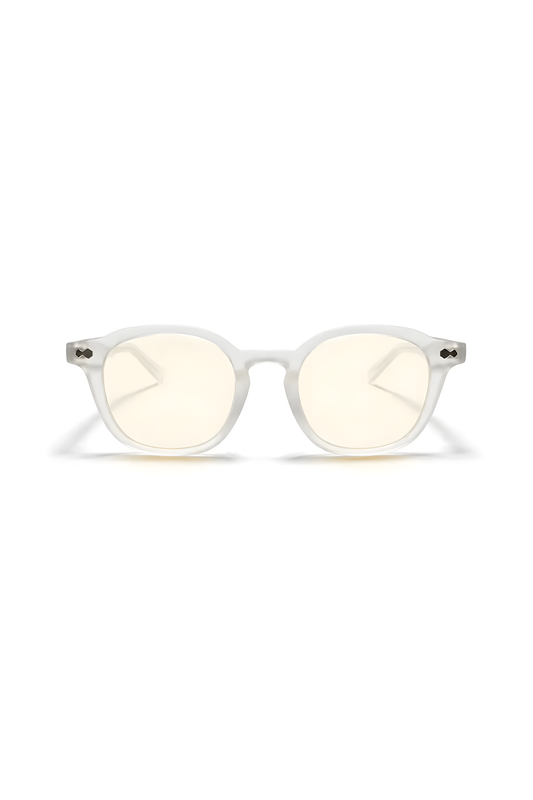 Lentes con filtro de luz azul True-2-LY de armazón redondo blanco — Norte Eyewear