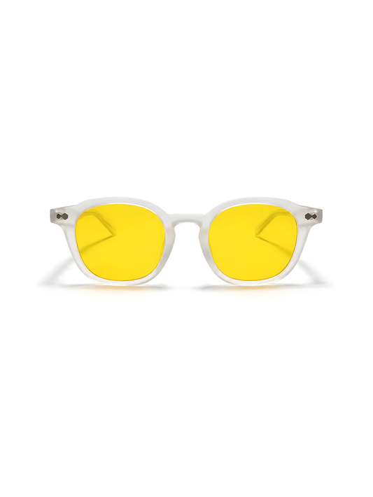 Lentes con filtro de luz azul True-2-Y de armazón redondo blanco — Norte Eyewear