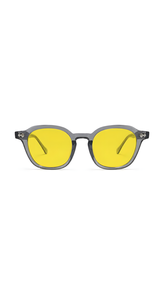 Lentes con filtro de luz azul True-3-Y de armazón redondo gris — Norte Eyewear