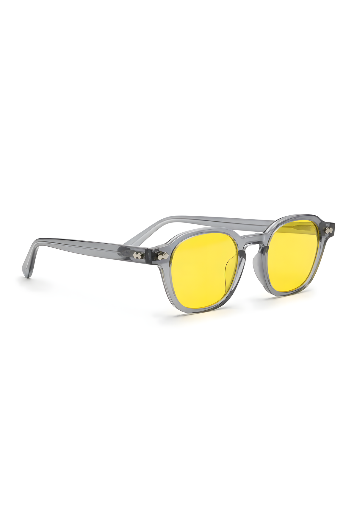 Lentes con filtro de luz azul True-3-Y de armazón redondo gris — Norte Eyewear (vista 2)