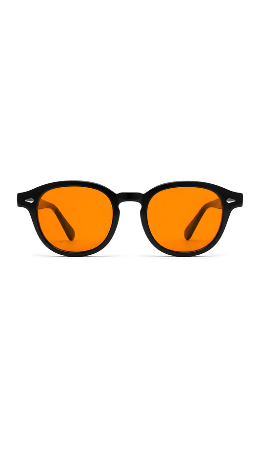Lentes Nightlight Bell-O de armazón redondo negro — Norte Eyewear